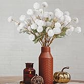Hananona 12 Pcs Artificial Kiku Flowers, Fake White Chrysanthemum Pom Pom Mums Flower Faux Floral Arrangements Wedding Centerpiece for Fall Home Kitchen Decor (12, White)