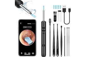 PRUK Ear Wax Removal Tool Set, Wireless Otoscope with 1080P HD Waterproof Ear Camera, Visual Earwax Cleaner with 8 Pcs Cleaning Kit, Suitable for Phone and Tablet of iOS and Android System