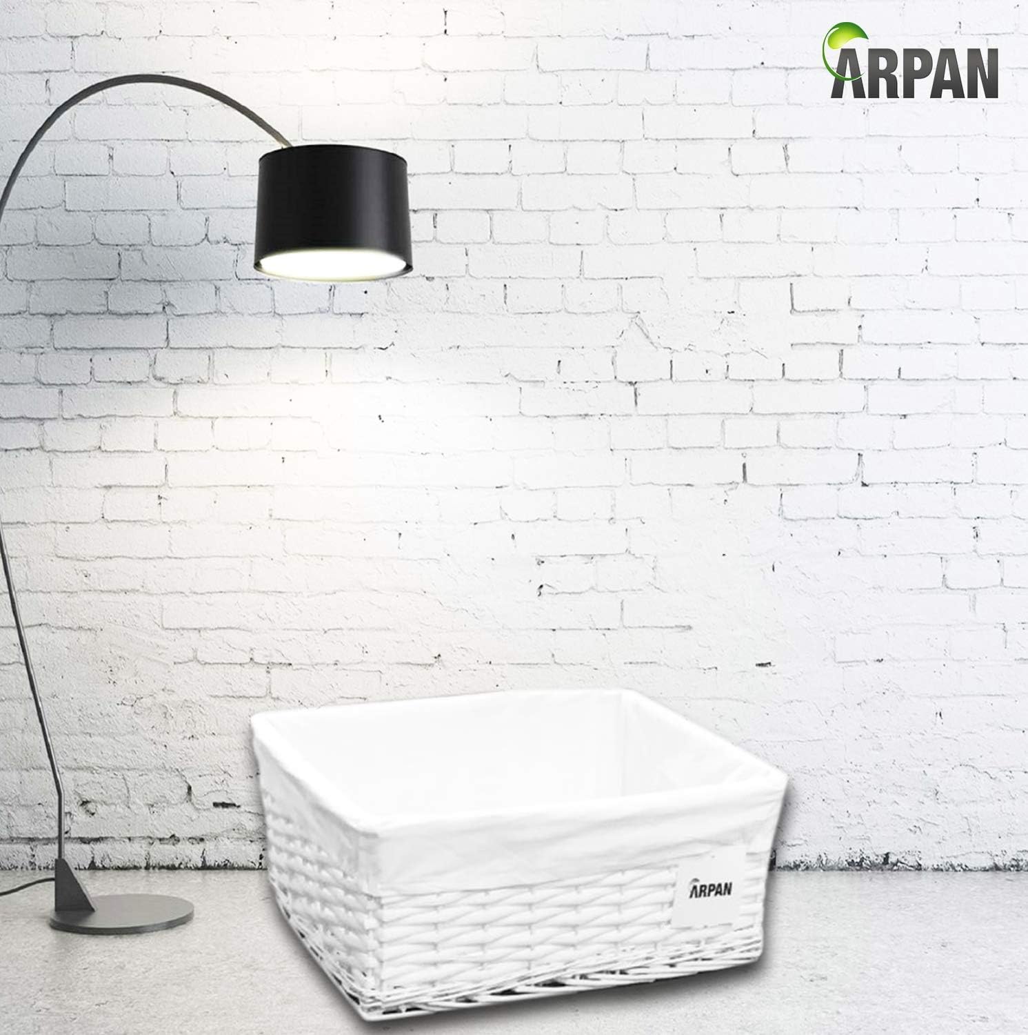 Arpan Large White Wicker Storage & Hamper Basket with White Cloth Lining, Large Baskets for Xmas Wedding, Confetti & Parties - Image 4