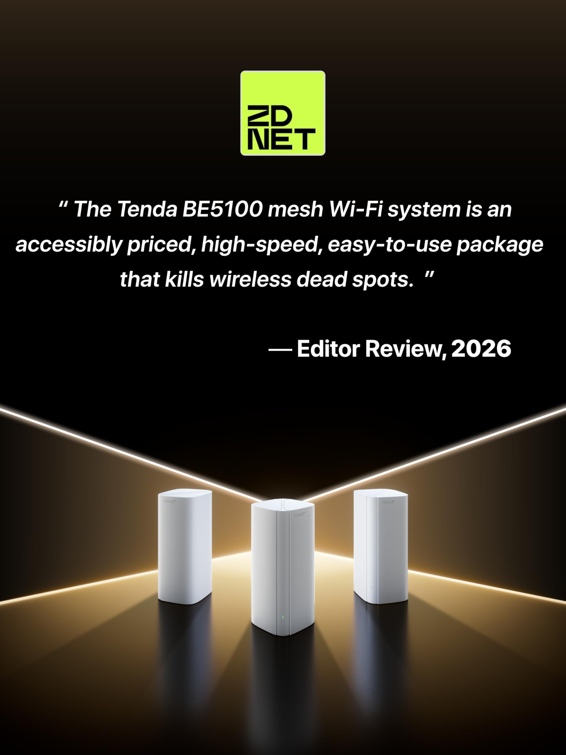 Tenda ME6 Pro Wi-Fi 7 Mesh System, (BE5100 Dual-Band 2,4GHz 688Mbit/s, 5GHz 4323Mbit/s) Breite Abdeckung,1x 2,5G & 2xGigabit Ports, Ethernet-Backhaul, EasyMesh, MLO, VPN, Nahtloses Roaming, 3er-Pack 8