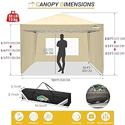 COBIZI 10x10 Pop Up Canopy Tent with Removable