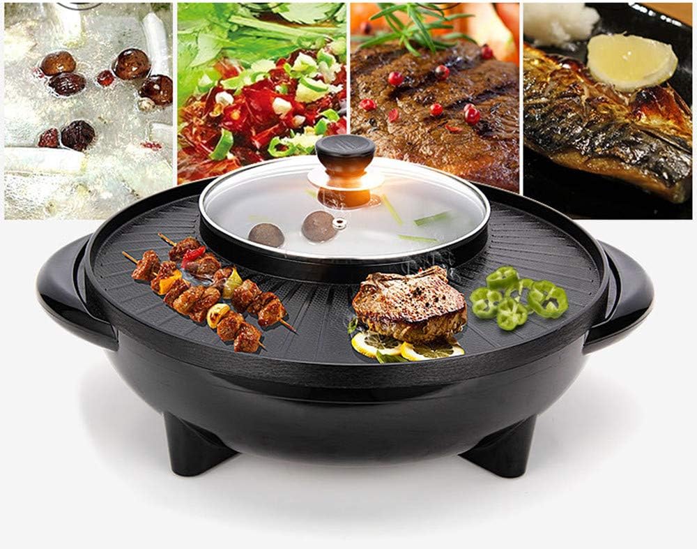 review WZQ Indoor Smoke-Free Electric Grill Multi-Functional hot Pot, Indoor Grill, Non-Stick Surface, Safe, Reliable and Durable, Making Your Life More Convenient