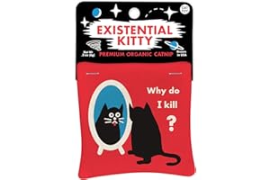 Blue Q Existential Kitty Catnip Toys - Durable Cat Toys for Biting, Premium USA-Grown Organic Catnip, Pet Supplies, 100% Silk-Screened Cotton Pouch w/Funny Kitty Graphics, Cat Birthday Gift