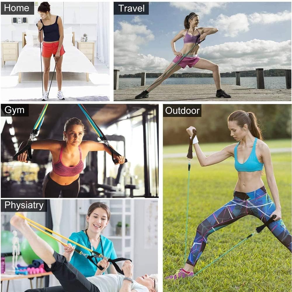 Rommisie 11 Pack Resistance Bands Set, Portable Home Workouts Accessories, Exercise Bands with Door Anchor, Handles, Legs Ankle Straps for Resistance Training, Physical Therapy, Yoga, Pilates : Sports & Outdoors
