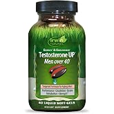 Irwin Naturals Testosterone UP Energy &amp; Endurance Men Over 40 | 60 Softgels | Testosterone Support &amp; Performance Supplement | KSM-66 Ashwagandha + Black Ginger | For Men Aging | 60 Liquid Soft-Gels