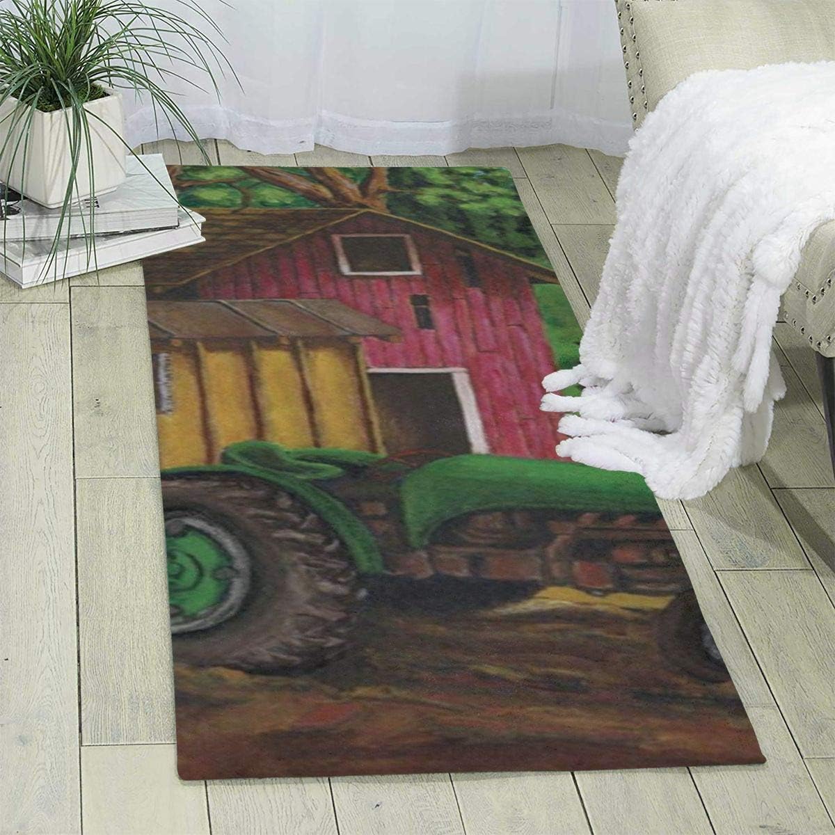 Tractor On The Farm Printed Area Rug Living Room Bedroom