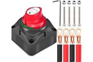 SUNMORN Battery Disconnect Switch, Battery Disconnect Switch 12V 48V, Marine RV Travel Trailer Boat Camper Car, Heavy Duty Waterproof, Lugs Heatshrink