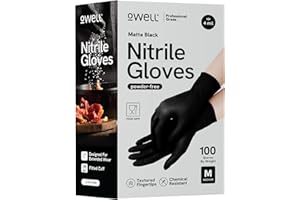 OWELL® Black Nitrile Gloves - 4 Mil Food Safe Disposable Gloves - Latex-Free, Powder-Free, Medical Exam & Chemical Resistant
