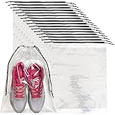 100 Pcs Shoe Bags for Travel,Large Transparent Travel Shoe Bags for Packing,Clear Plastic Drawstring Bag Shoe Dust Bags,Portable Shoes Organizers Pouch with Rope for Men and Women