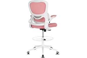 Misolant Drafting Chair, Tall Office Chair for Standing Desk, High Office Chair with Adjustable Height and Footrest, Office Drafting Chair Lumbar Support, Height Office Chair Pink