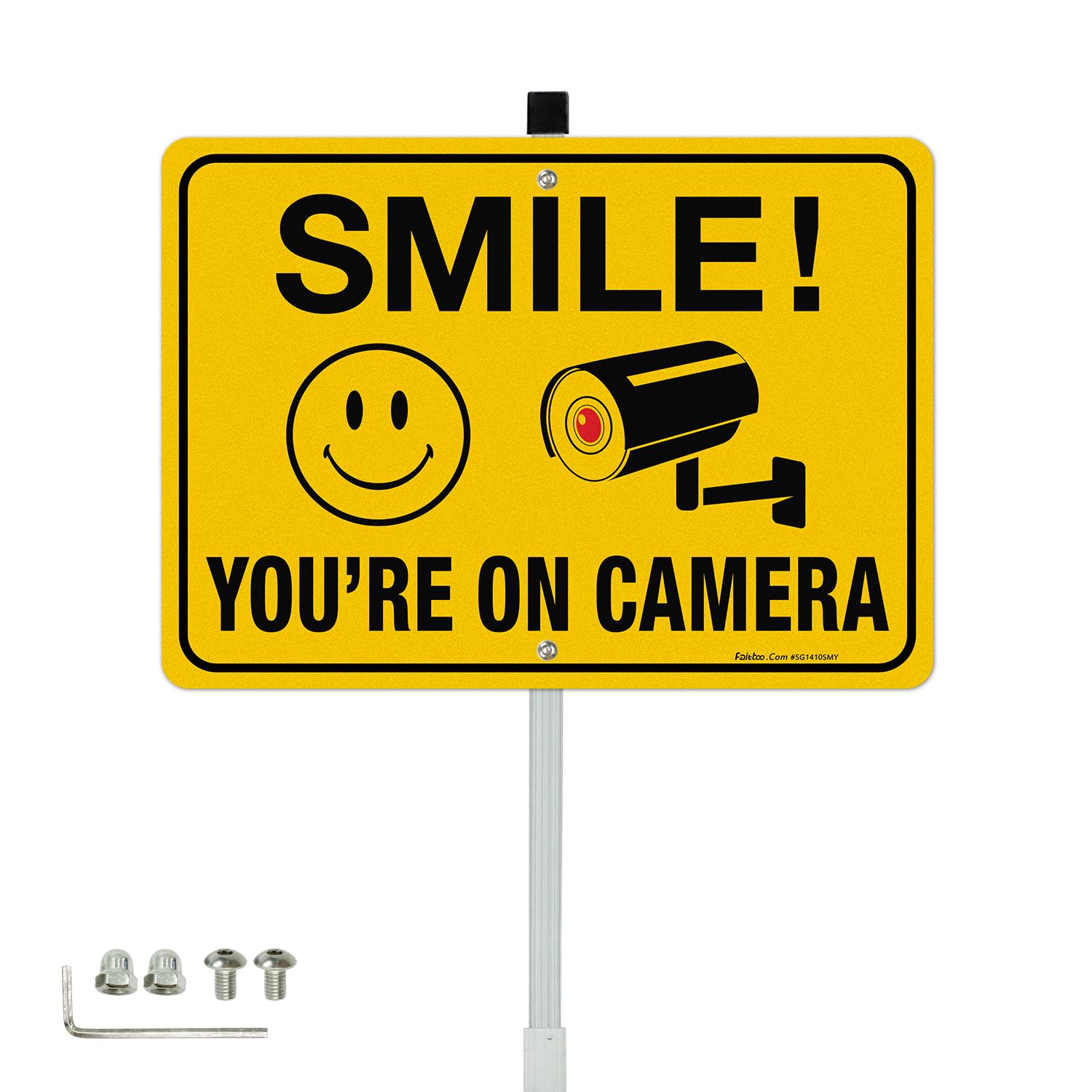 smile-you-are-on-camera-sign-14x10-inch-aluminum-36-stake-reflective-kit-set-ebay