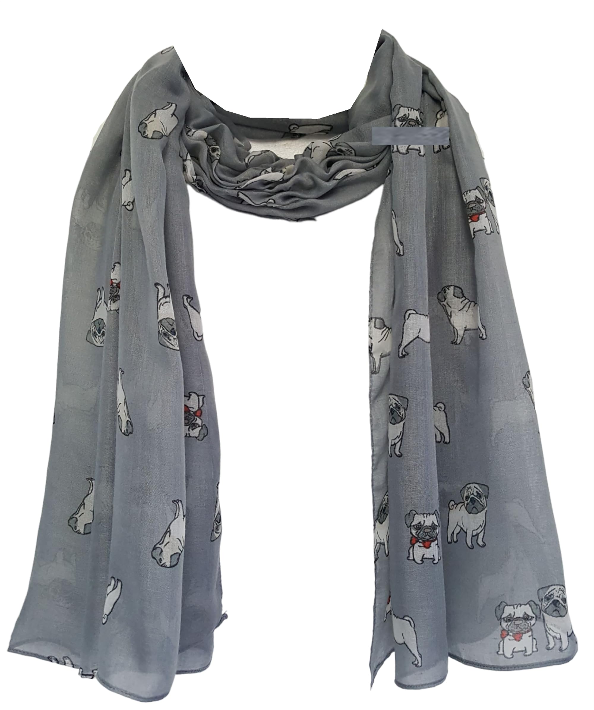 GFM Animal Print Scarf : Pug Pugs Dogs (FS)(PG-2999-BH-C-Grey)