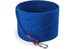 LSR LORESO Loreso Strong Magnet Fishing Rope Carabiner, Camping Rope - Heavy Duty 1200 lb Strength All Purpose Ropes, 1/3 Inch Reinforced Polyester Line, Outdoor Rope for Camping, Hiking, Boating & Caving - 65ft
