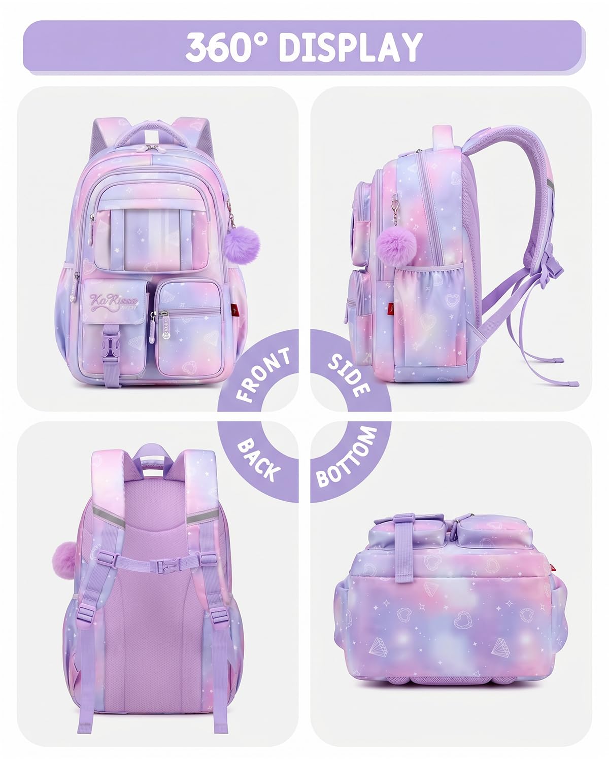 Tanou Schultasche Mädchen Rucksack Schule Mädchen der 1. bis 4. Klasse 7