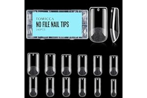 TOMICCA Medium Square Nail Tips, 240Pcs Soft Gel Nail Tips, 12 Sizes Pre-Shaped Half Matte Fake Clear Gelly Tips, Press on Acrylic Nails for Nail Extension DIY Nail Salon