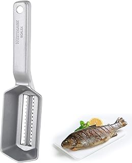 Westmark Fischentschupper mit Schuppenauffangschale, Aluminium/Rostfreier Edelstahl, 21 x 5,9 x 5,3 cm, Scalex, Silber, 65002260