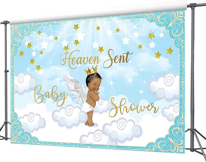 heaven sent baby shower backdrop
