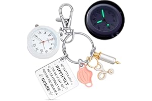 Dansydaisy Glow in The Dark Nurse Watch Christmas Appreciation Keychains Gifts for Women Clip on Pocket Badge Watch Medical Key Chains for Nurses Graduation Presents Appreciation Gifts