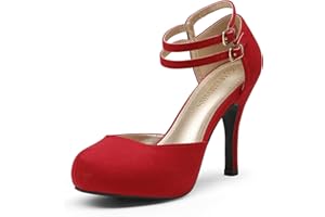 DREAM PAIRS Office-02 Women's Classy Mary Jane Double Ankle Strap Almond Toe High Heel Pumps New