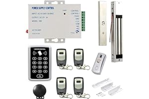 MENGQI-CONTROL Remote Control Keypad inswinging Door 600Lbs Electromagnetic Lock Kit with Bracket Access Control System 110-240V Power Supply Unit Push to Exit Button Buzzer Sounder for Visitor in