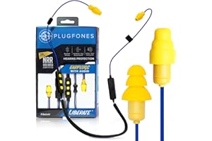 Plugfones Liberate 2.0 Wireless Bluetooth In-Ear Earplug Earbuds- Noise Reduction Headphones with Noise Isolating Mic and Con