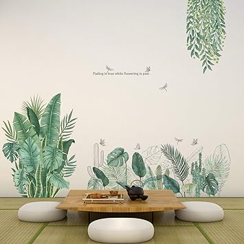 Amazon Co Jp Suprosper ウォールステッカー 植物 北欧 緑 葉 30 90cm 4枚 グリーン 壁紙 観葉植物 おしゃれ 剥がせる 飾り 南国 花 インテリア リビングルーム 北欧 緑葉植物 ホーム キッチン