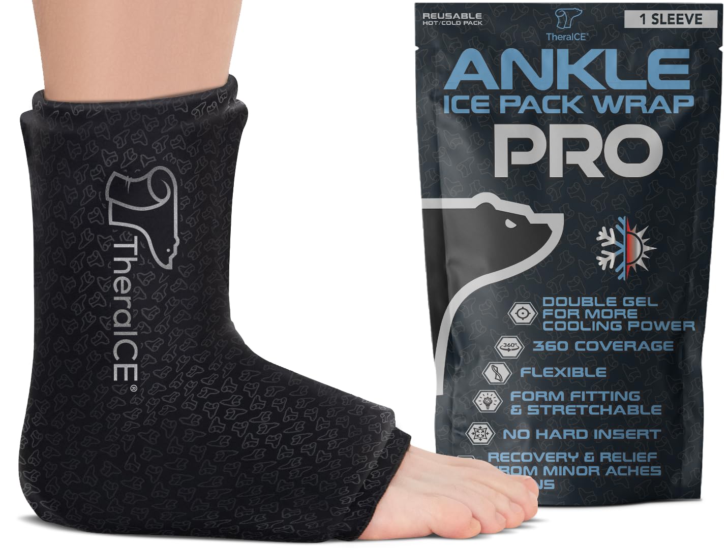 Photo 1 of TheraICE Ankle Ice Pack Wrap PRO for Swelling & Sprained Ankle Brace for Women & Men, Cold Therapy Support Compression Socks, Plantar Fasciitis & Achilles Tendonitis Relief, Sore Feet & Heel