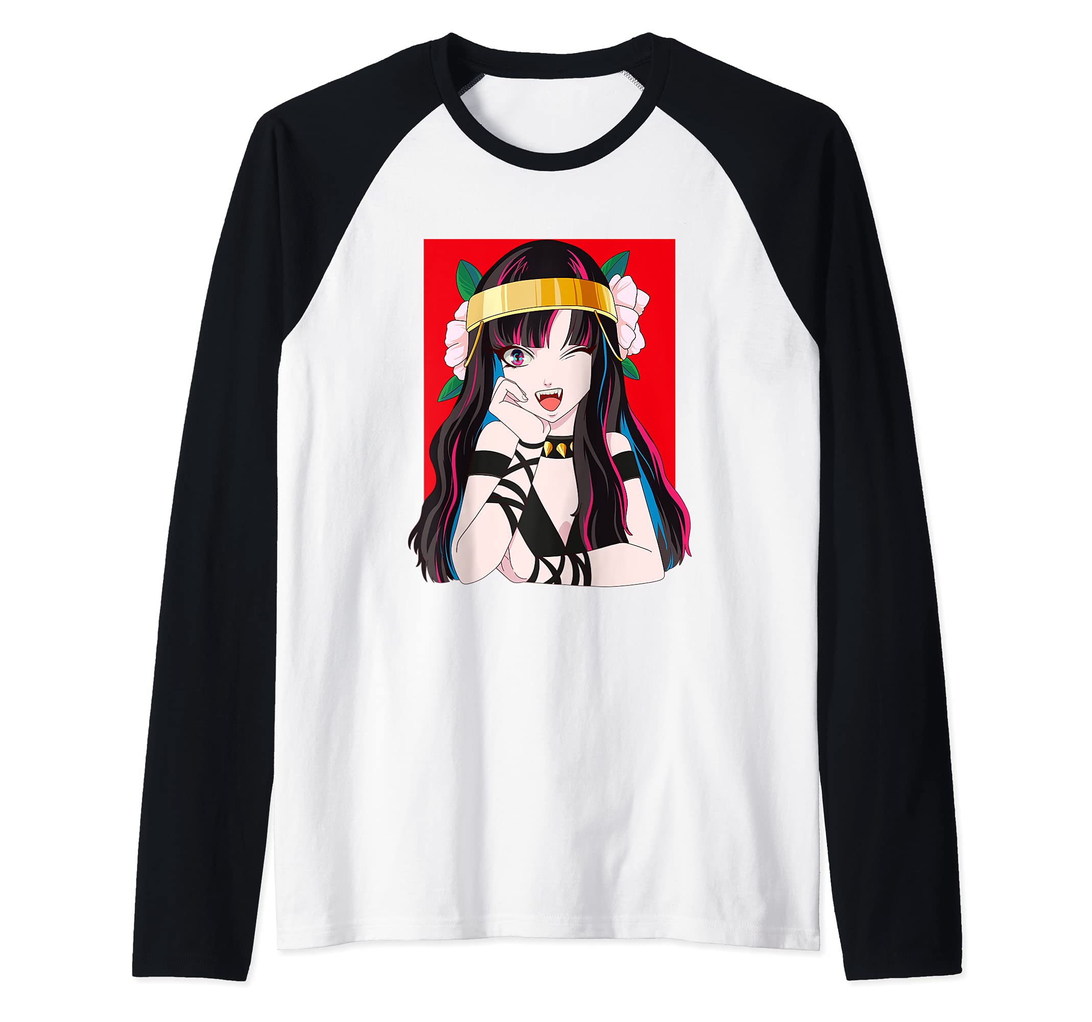 Anime I Japanese Manga Girl I Kawaii Vampire Anime Raglan Baseball Tee