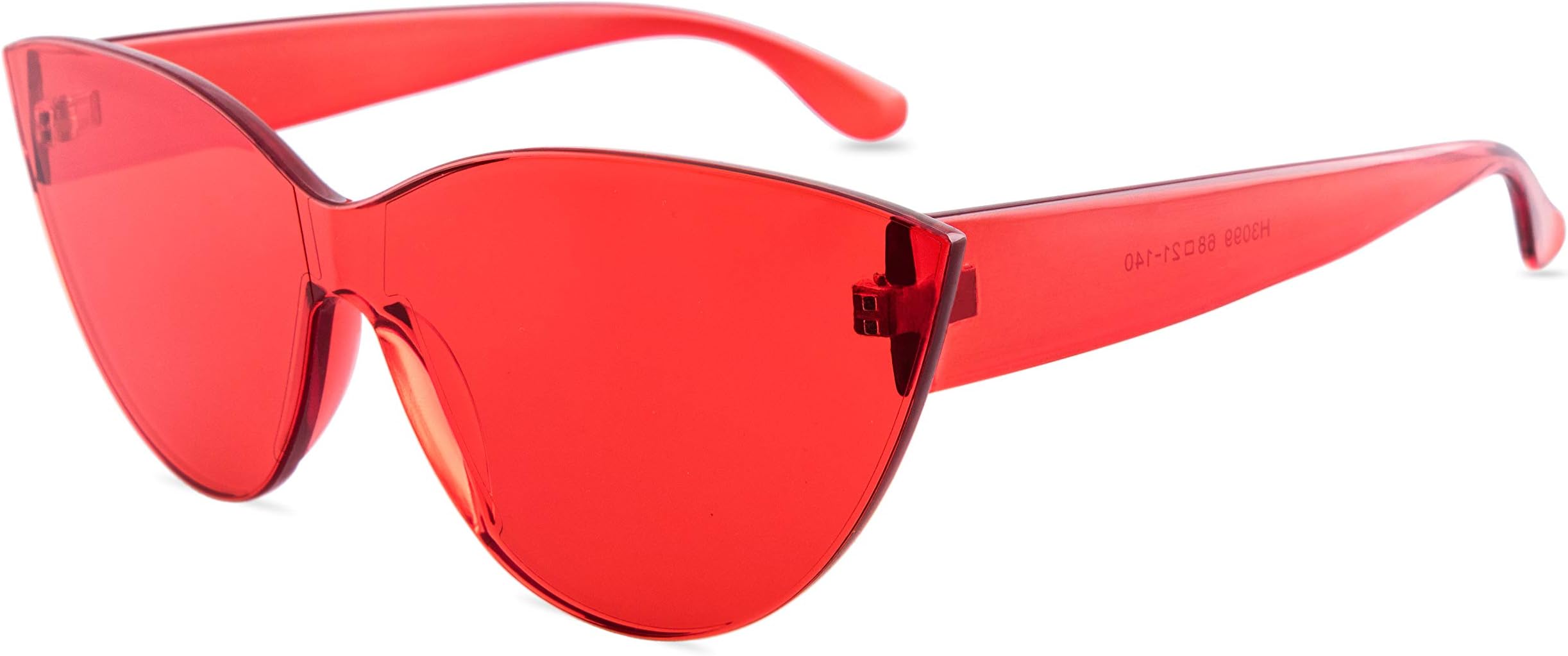 Colorful One Piece Rimless Transparent Cat Eye Sunglasses for Women Tinted Candy Colored Glasses โฆ