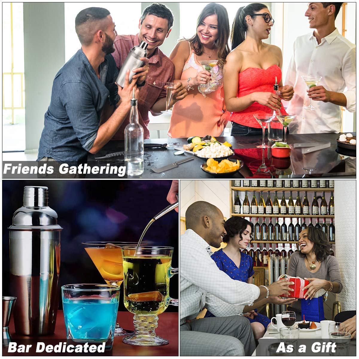 Elepawl Kit de cóctel, Juego de Regalo, Conjunto Coctelera de, Kit de Acero Inoxidable, Caja de Regalo Duradera, Ideal para Mezclar Bebidas (12PCS)