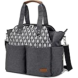 Lekebaby Diaper Bag Tote Large Mommy Bag for Hospital, Baby Bags for Mom Travel Diaper Tote Messenger Purse, Grey, Arrow Prin
