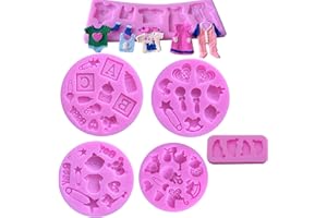 WANTAN Cute Baby Silicone Fondant Cake Mold Kitchen Baking Mold Cake Decorating Moulds Modeling Tools，Gummy Sugar Chocolate Candy Cupcake Mold(6 PACK )