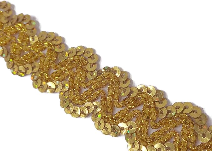 Amazon No 292手芸用スパンコールブレード 金色 ゴールド 幅2cm 3m巻き ブレード 通販