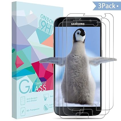 ONSON Galaxy S7 Panzerglas Schutzfolie, [3 Stück] Displayschutzfolie für Samsung Galaxy S7 Panzerfolie Displayschutz Gehärtet