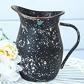 BIG FORTUNE Decorative Pitcher Vase Large Rustic Farmhouse Vase for Flowers Vintage Metal Milk Jug Vintage Decorative Pitcher Kitchen Decorations (Black)
