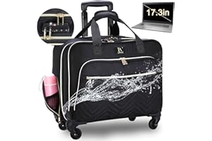 jamini Rolling Laptop Bag with 4 Spinner Wheels, 17.3 Inch & TSA Lock Large Rolling Briefcase for Men Women, Waterproof Overnight Roller Carry Computer Case for Travel Work Business Teacher Gifts
