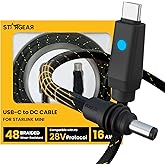 STARGEAR Starlink Mini Cable 6.5FT, Max 140W Input Starlink Mini USB C to DC Power Cable with Indicator Light, Braided Wear-Resistant for 16AWG, Work with 20V/65W, 20V/100W, 28V/140W PD Power Source