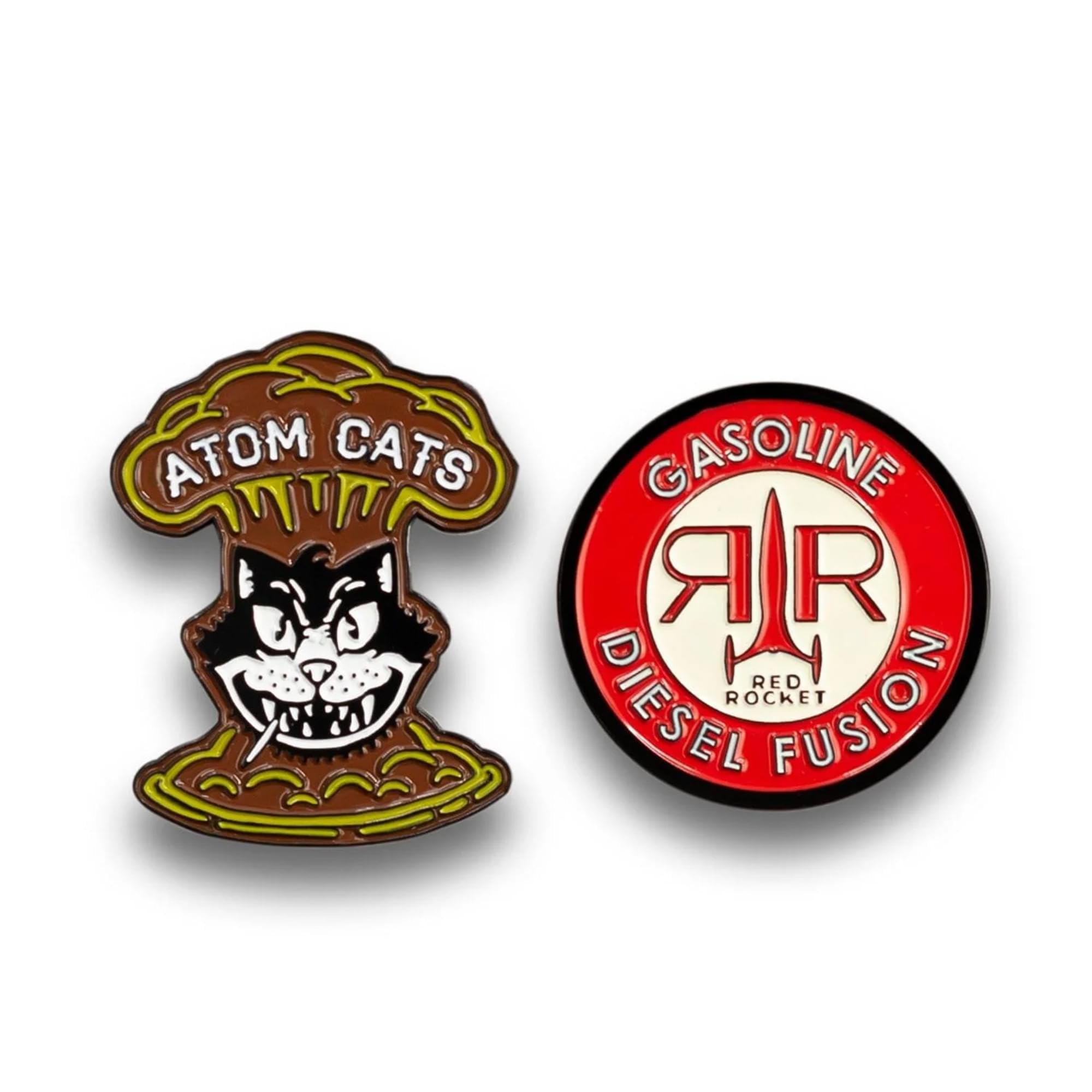 Video Games Fallout Atom Cats & Red Rocket Pins | Exclusive Collectible Enamel Pins | 2 Pack