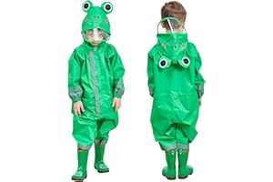 SSAWcasa Toddler Rain Suit, Kids Muddy Play Buddies One Piece Hoodie Rain Jacket Coat Poncho Gear Coverall Baby Girl Boy