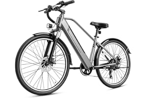 YOLOWAY Electric Bike for Adults, 26" Up to 1000W Peak Motor Ebike 45+ Mile Range Brushless City Ebike, 25Mph 7-Speed Commuter E-Bike with Removable 360Wh Battery for Commuting, Outdoor Leisure