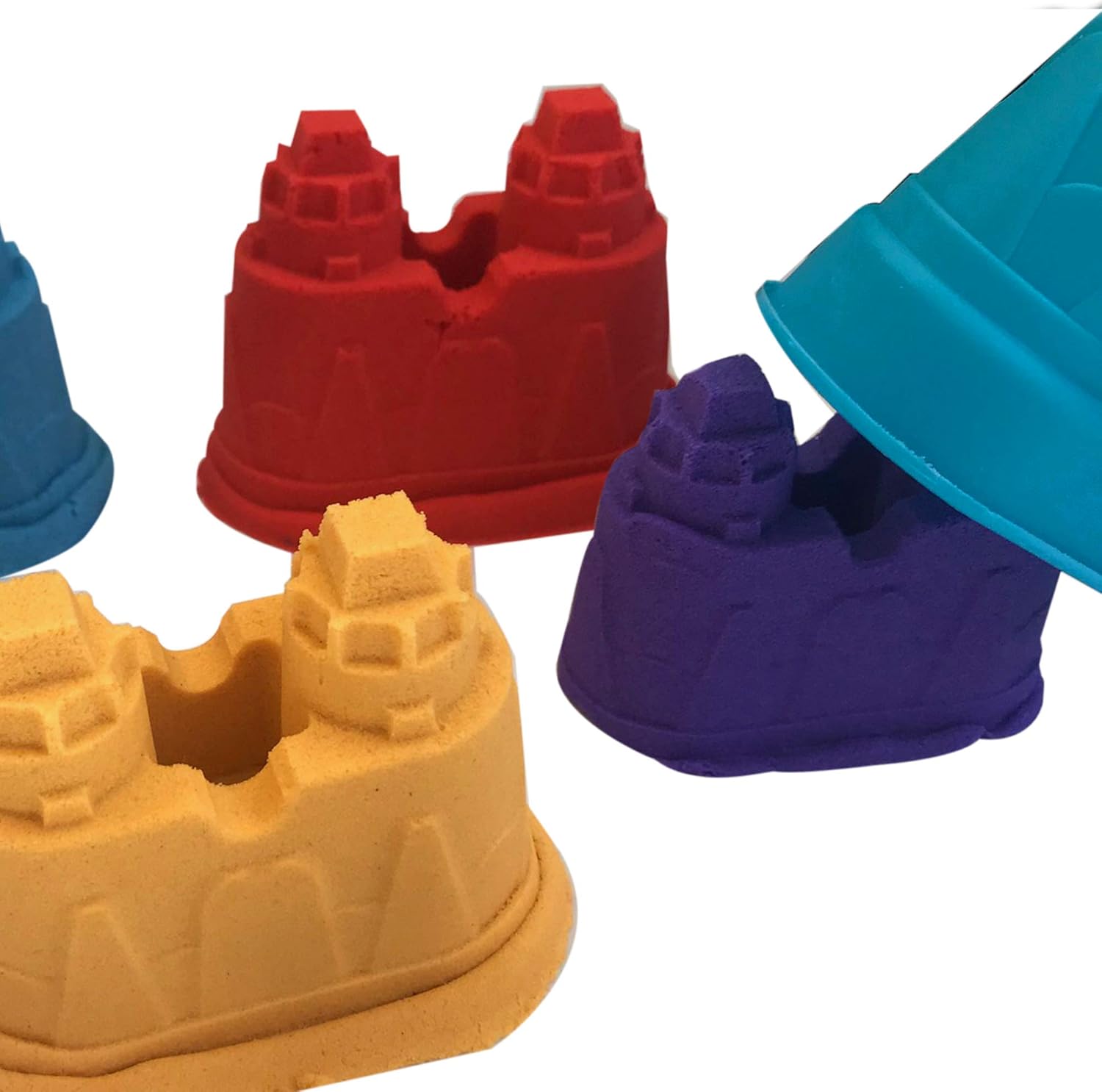 Dynamic Play Sand Art [10 Pack] Arts and Crafts for Kids | Multi Color Combo Kinetic Kit Play Sand with Castle Molds Containers | Stress Relief Toys for Kids and Adults | Kinetic Party Favors: Toys & Games