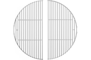 Kenmeister Chef 2-Pack Stainless Steel Half-Moon Grill Grate, Compatible with Kamado Joe Classic Joe Series, Large Big Green Egg, and Other Round 18-inch Charcoal Grills