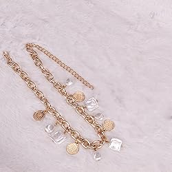 Gold Charm Necklace for Women White Pearl Choker