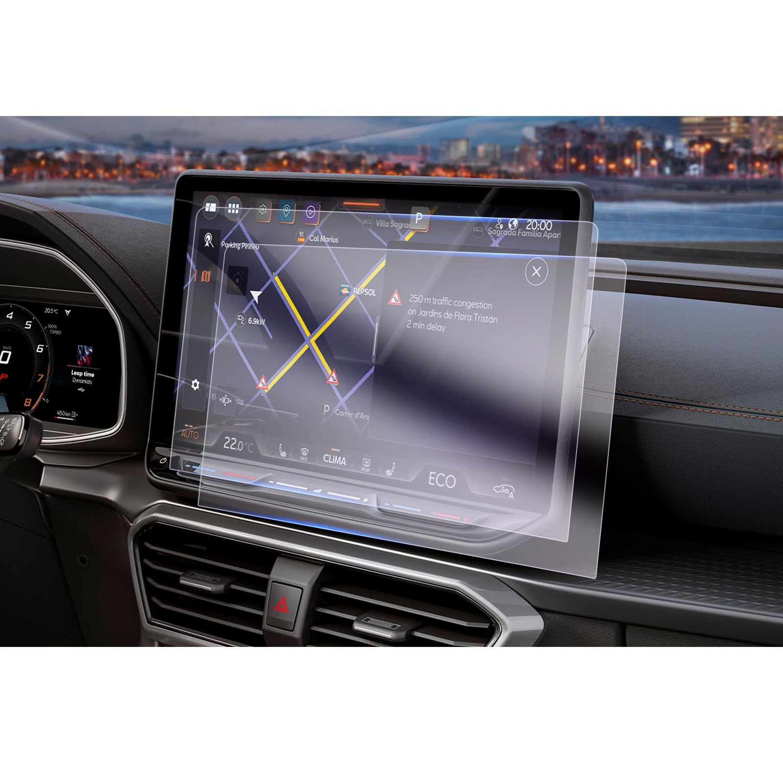 GAFAT [Pack of 2] Compatible with New Cupra Born 2025 2026 12.9 Inch Navigation Protective Film, Nano Screen Protector for New Facelift Cupra Connect 12.9 Inch TouchScreen, 6H Anti-Scratch