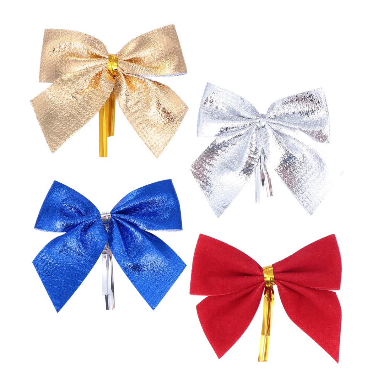 Amosfun 48pcs Christmas Bow Decoration Mini Xmas Bowknot Ornament Tree Bow Wreath Hanging Garland for Wedding Party Home Decoration