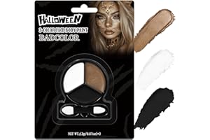 BADCOLOR Black White Metallic Brown Face Body Paint with Applicator, Oil Based Face Painting kit for Halloween Leopard, Tiger, Cheetah, Cat Makeup, Cosplay, Costume, Theme Parties, Dress Up