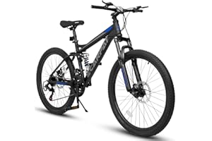 ALAKFORM Mountain Bike 24/26/27.5 Inch,Full Dual Suspension, 21-Speed Disc Brake,Carbon Steel/Aluminum Adult Sport Bicycle for Mens Womens
