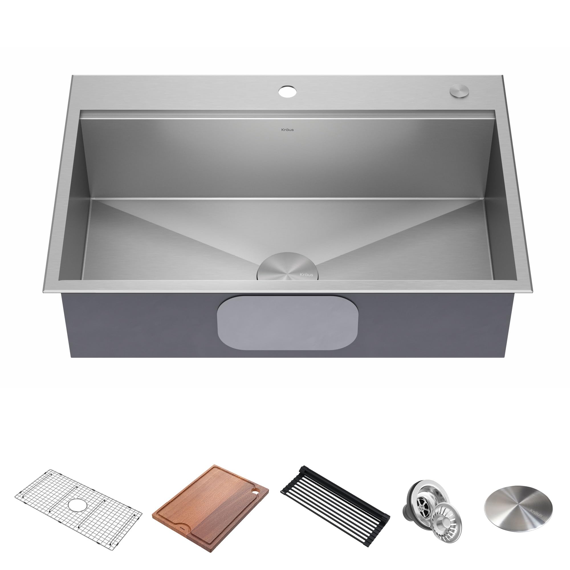 Photo 1 of KRAUS Kore 33-in Drop-In Workstation 16 Gauge Stainless Steel Single Bowl Kitchen Sink with Accessories