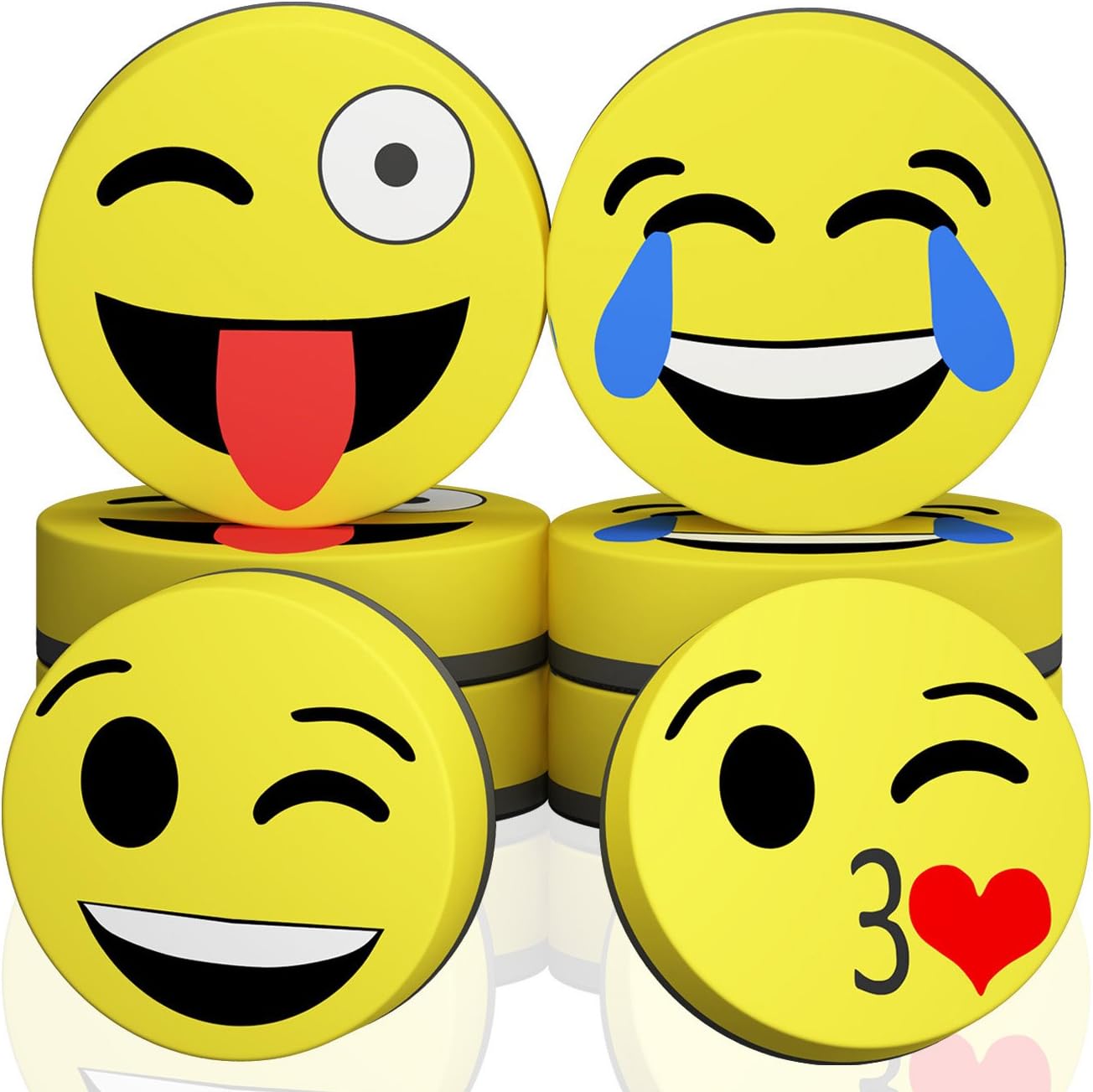 Hibery 8 Pack Magnetic Whiteboard Eraser Dry Erase Erasers, Smiley Face Circular Whiteboard Dry Eraser for Home, Office and School Classroom