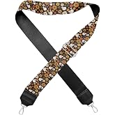 Poetesant Halloween Handbag Strap Canvas Purse Strap Colorful Bat Black Shoulder Strap Multicolor Bats Replacement Strap
